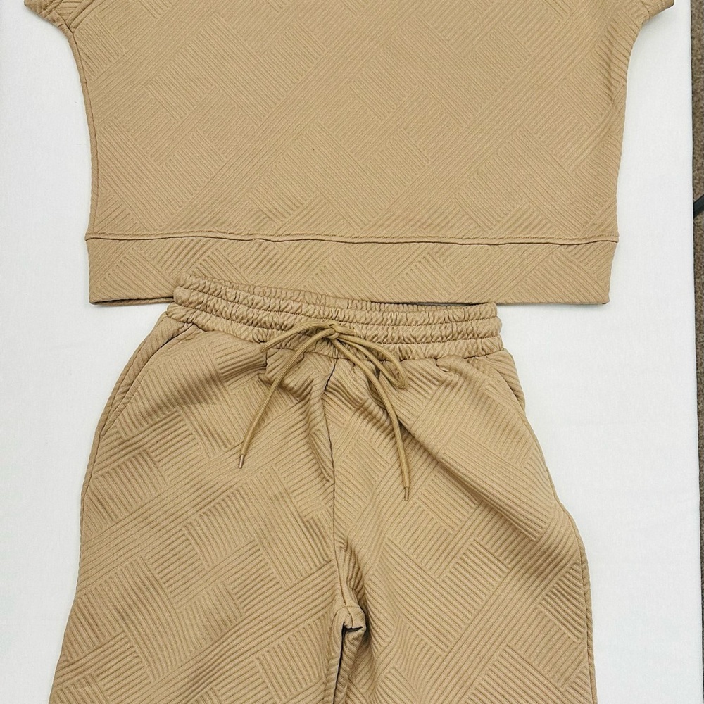 Tan Textured Two-Piece Set